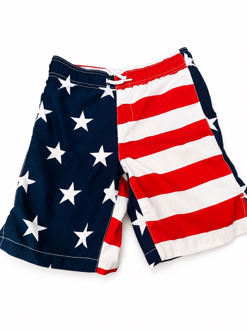 7/8 Boys Patriotic Stars & Stripes Swim Trunks - Red, White & Blue